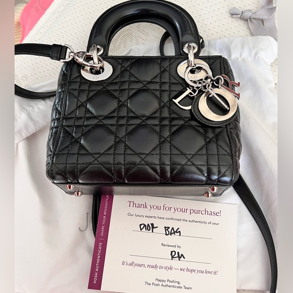 CHRISTIAN DIOR Lambskin Cannage Mini Lady Dior Black - Picture 2 of 12